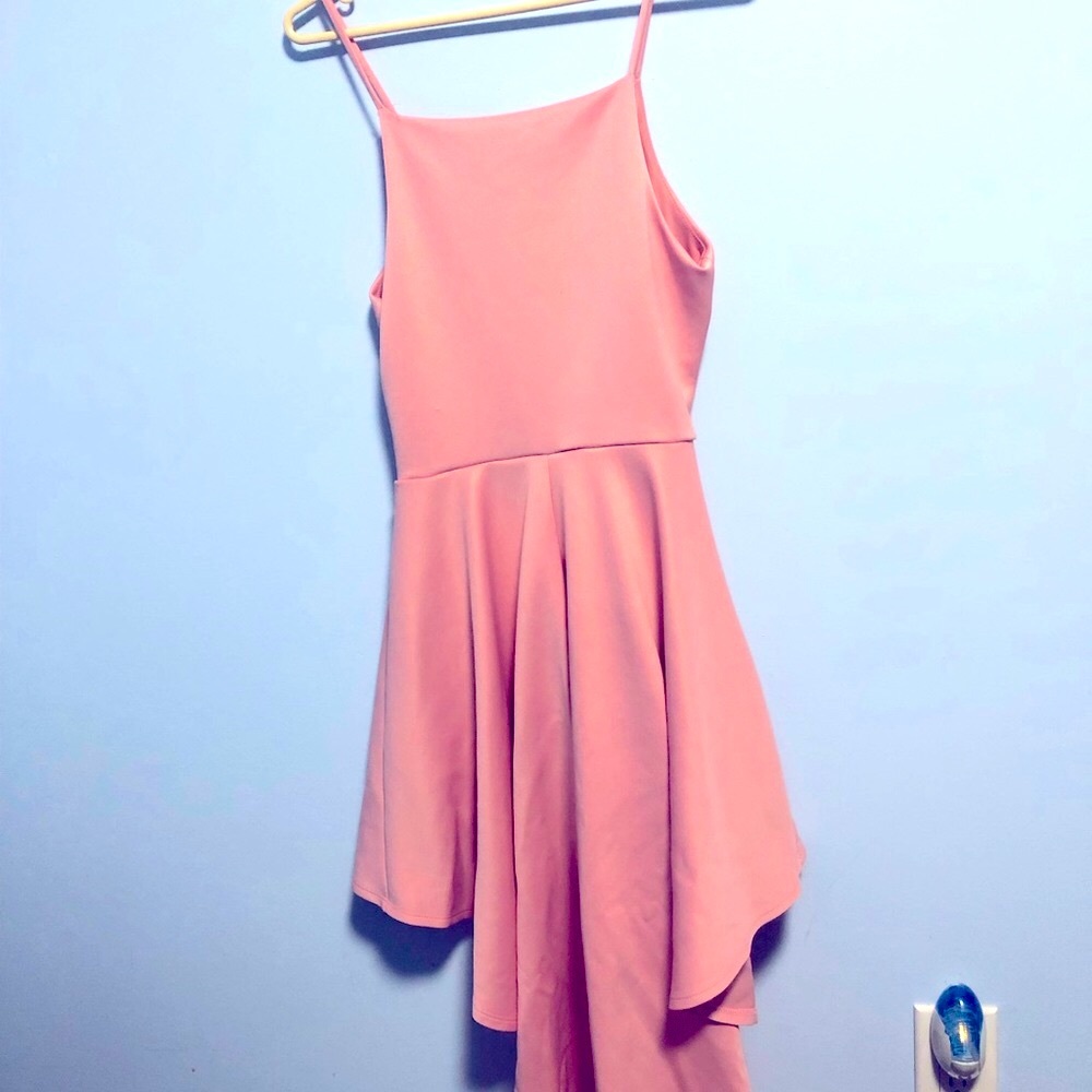 Peach dress with tail/ prom dress